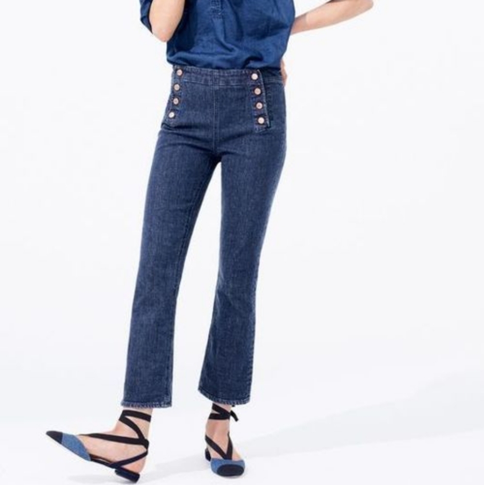 J Crew Billie Demi Boot Crop Sailor Front Jean Size 30